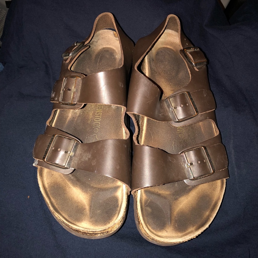 Dark brown dual strap w back birks 43